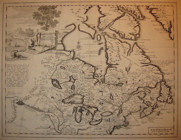 Albrizzi Giambattista (1698-1777) Carta geografica del Canada nell'America settentrionale 1750 Venezia 